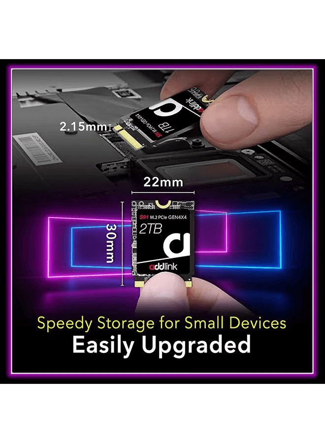 Addlink Addlink S91 2TB 2230 NVMe High Performance PCIe Gen4x4 2230 3D TLC NAND SSD SSD - Read Speed up to 5000 MB/s Internal Solid State Drive - (AD2TBS91M2P) - thumbnail 6