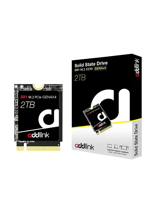 Addlink Addlink S91 2TB 2230 NVMe High Performance PCIe Gen4x4 2230 3D TLC NAND SSD SSD - Read Speed up to 5000 MB/s Internal Solid State Drive - (AD2TBS91M2P) - thumbnail 3