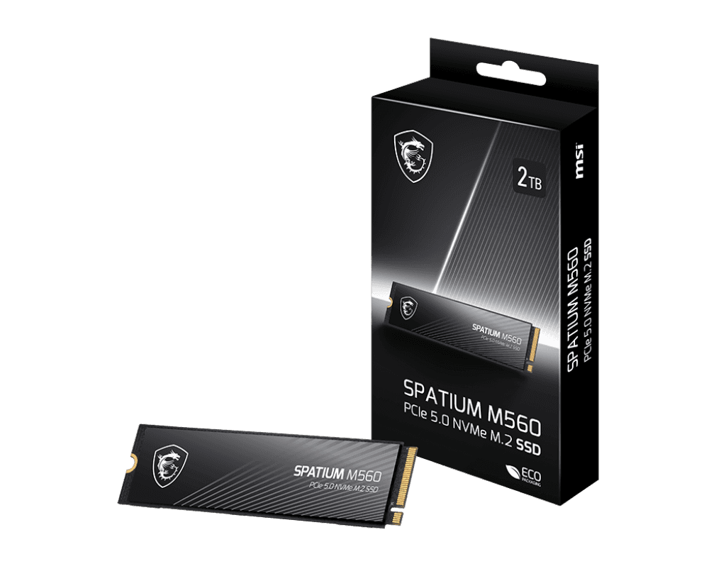 MSI SPATIUM M560 PCIe 5.0 NVMe M.2 M560 1TB Internal SSD, 10,300MB/s Read & 8,700MB/s Write, 3D NAND, Built-in Data Security, Center, 1200TBW thumbnail 2