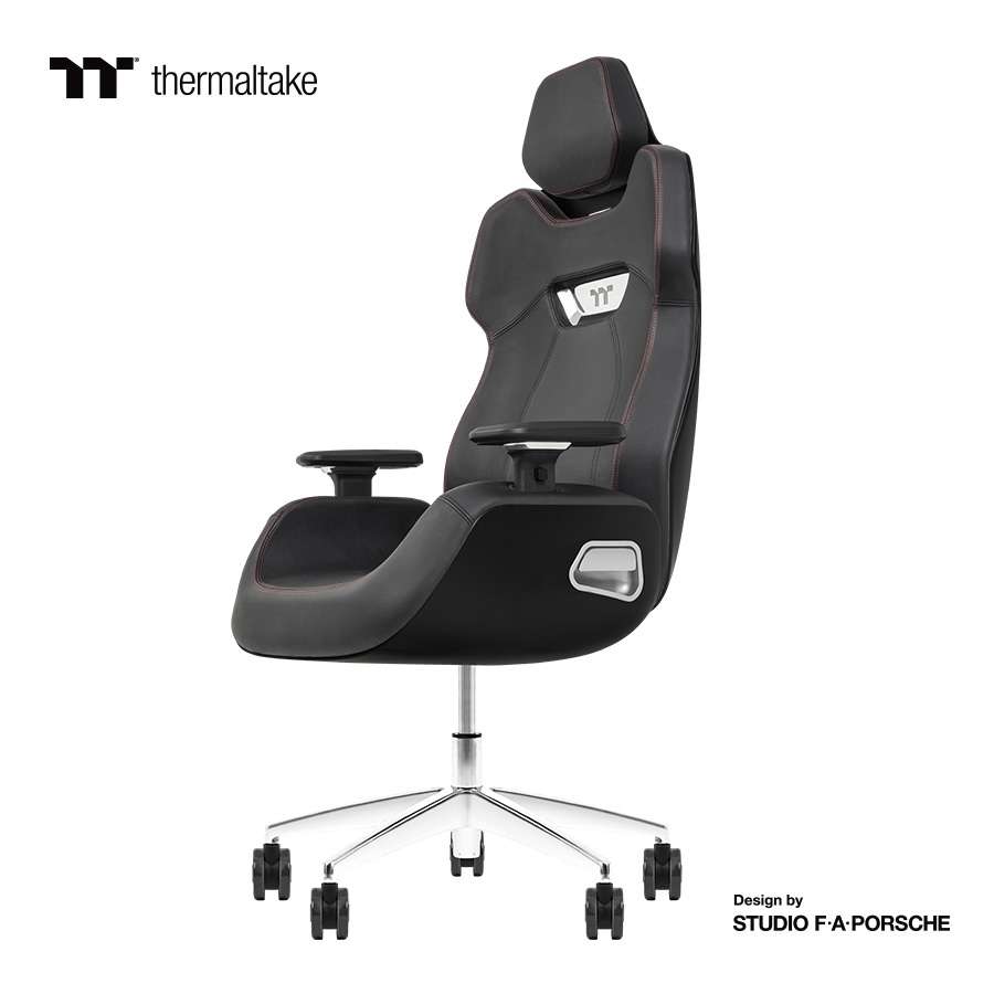 Thermaltake Thermaltake Argent E700 Real Leather Gaming Chair, Design by Studio F. A. Porsche, 4D Adjustable Armrests, Wire-Control Mechanism, 4 Gas Lift-Storm Black - thumbnail 5
