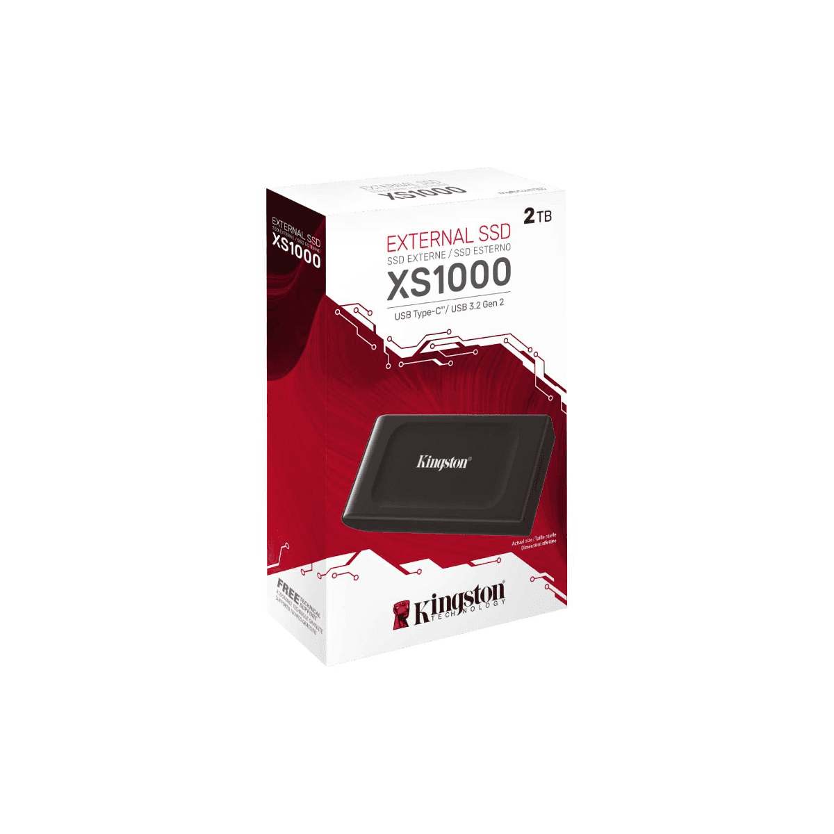 Kingston XS1000 External SSD, 2TB Capacity, 1050MB/s Read, 1000MB/s Write, USB-C to USB-A Cable, USB 3.2 Gen 2, Metal + Plastic Casing Material, Black | SXS1000/2000G thumbnail 2