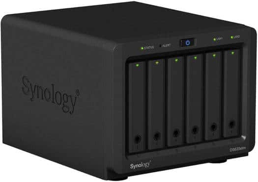 Synology Synology DiskStation DS620slim 6-Bay NAS Enclosure, 2GB of DDR3L RAM, 2 x USB 3.0 Type-A Ports, Read Speeds up to 226 MB/s, 2 x Gigabit Ethernet Ports, Black | DS620SLIM - thumbnail 1