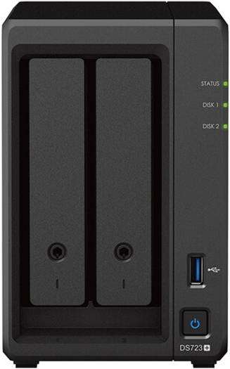 Synology Synology DiskStation DS723+ 2-Bay NAS, 2.6GHz AMD Ryzen R1600 Dual-Core, 2GB DDR4 RAM, 2x 3.5/2.5" Bays | 2 x M.2 2280 Slots, 1x USB-A 3.2, 1x eSATA, 2x Gigabit Ethernet, Black | DS723+ - thumbnail 2