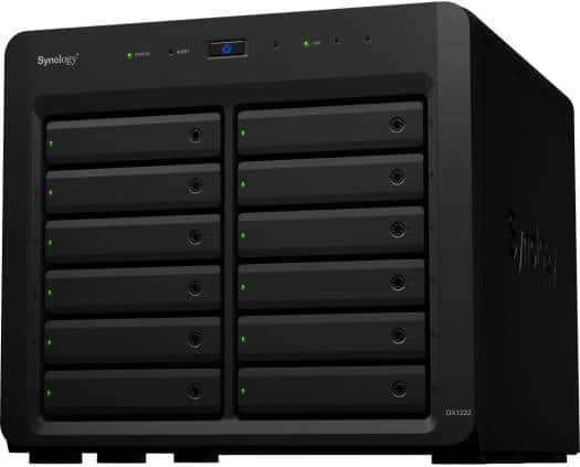 Synology DX1222 12-Bay Expansion Unit, 12 x 3.5" or 2.5" SATA Drive Bays, 1 x Mini-SAS HD Port, Supports Hard Drives and SSDs, Seamless Storage Expansion, For DS3622xs+ & DS2422+, Black | DX1222 thumbnail 2