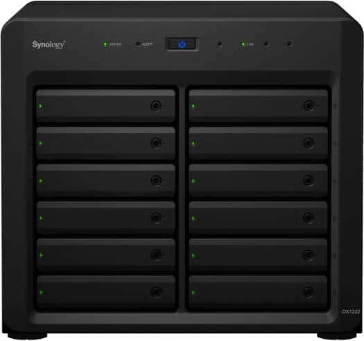 Synology DX1222 12-Bay Expansion Unit, 12 x 3.5" or 2.5" SATA Drive Bays, 1 x Mini-SAS HD Port, Supports Hard Drives and SSDs, Seamless Storage Expansion, For DS3622xs+ & DS2422+, Black | DX1222 thumbnail 3