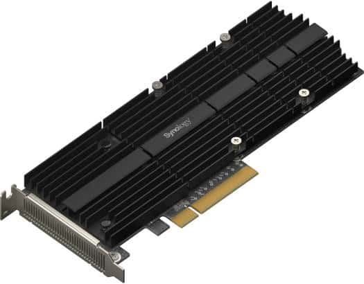 Synology M2D20 M.2 SSD Adapter Card, Dual M.2 2280/22110 Slots, PCIe 3.0 x8 Host Bus Interface, Low Profile and Full Bracket, Create an SSD Cache via PCIe, Black | M2D20 thumbnail 3