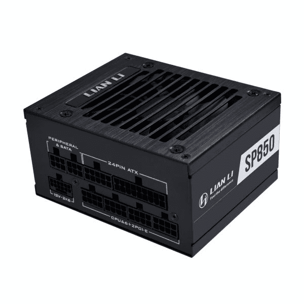 LIAN LI Lian li SP850 V2 White Fully Modular SFX Power Supply, ATX 3.1 & PCIe 5.0 Ready, Compact 125×100×63.5 mm, 80 Plus Gold, 92mm FDB fan with ZERO RPM | G9P.SP0850G.W000.UK - Color: BLACK