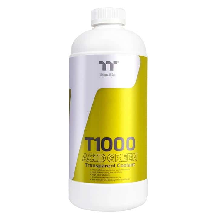Thermaltake T1000 Coolant, 1000ml Acid Green transparent coolant for PC water-cooling, offering superb protection for copper, nickel, brass, and aluminum | CL-W245-OS00AG-A  thumbnail 2