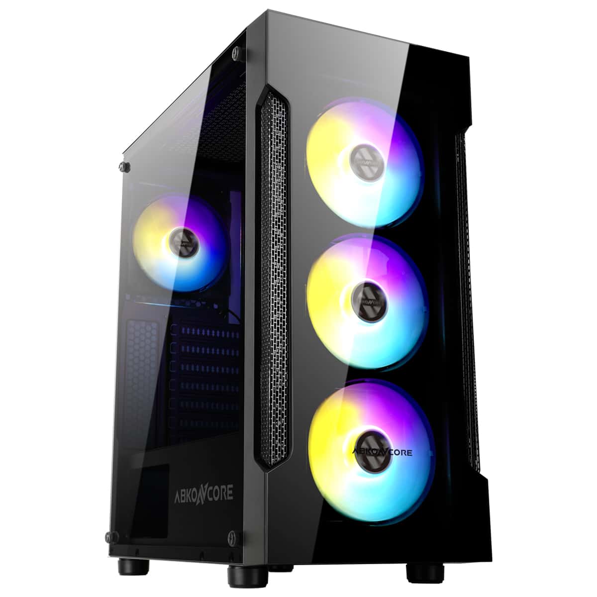 ABKONCORE ABKONCORE T250 Middle Tower Gaming Case, 4x Fixed ARGB Fans, Tempered Glass, ARGB V2 Controller - thumbnail 6