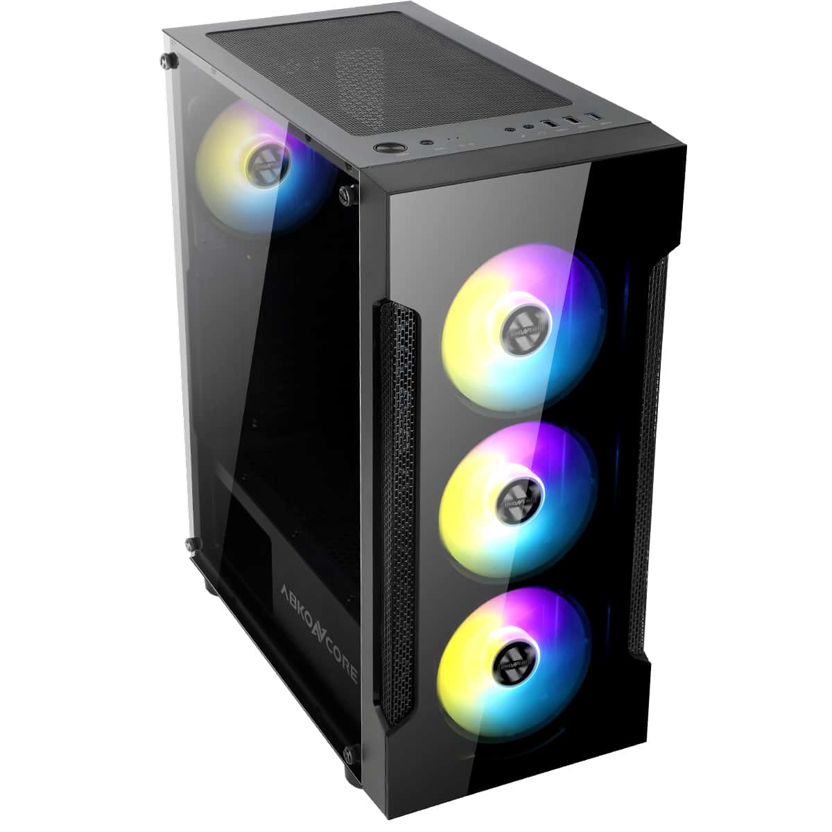 ABKONCORE ABKONCORE T250 Middle Tower Gaming Case, 4x Fixed ARGB Fans, Tempered Glass, ARGB V2 Controller - thumbnail 7