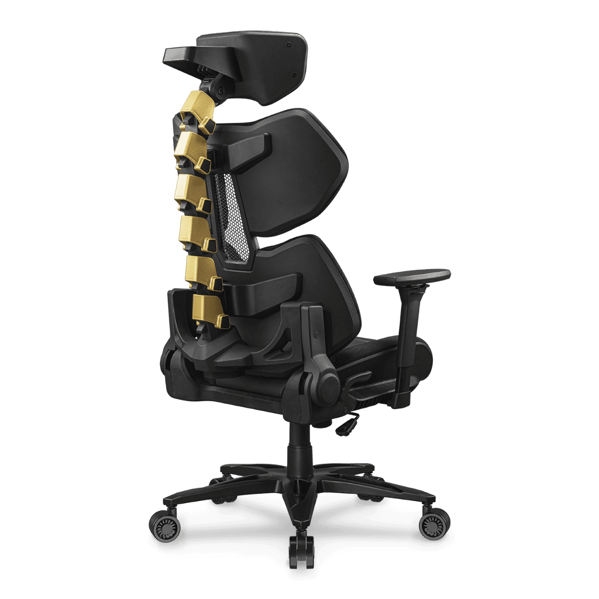 Cougar Terminator Elite Gold Gaming Chair, Butterfly Mechanism, Hyper-Dura Leatherette Upholstery, High Density Mold Shaping Foam, Class 4 Gas Lift, 4D Armrests, Gold & Black | 3MTREGLB.0001 thumbnail 5