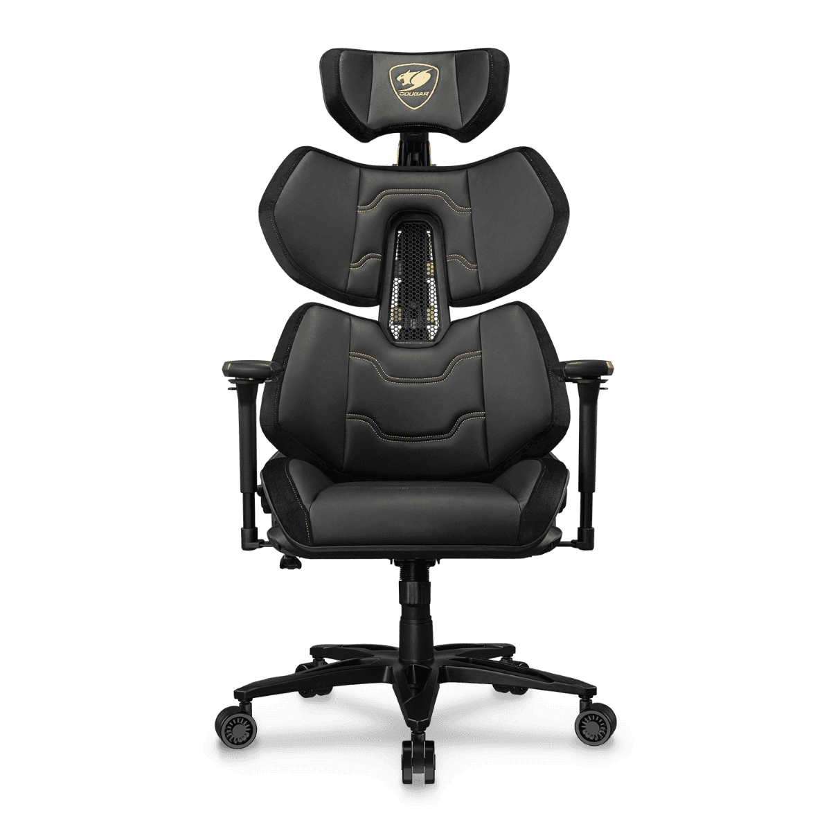 Cougar Terminator Elite Gold Gaming Chair, Butterfly Mechanism, Hyper-Dura Leatherette Upholstery, High Density Mold Shaping Foam, Class 4 Gas Lift, 4D Armrests, Gold & Black | 3MTREGLB.0001 thumbnail 7