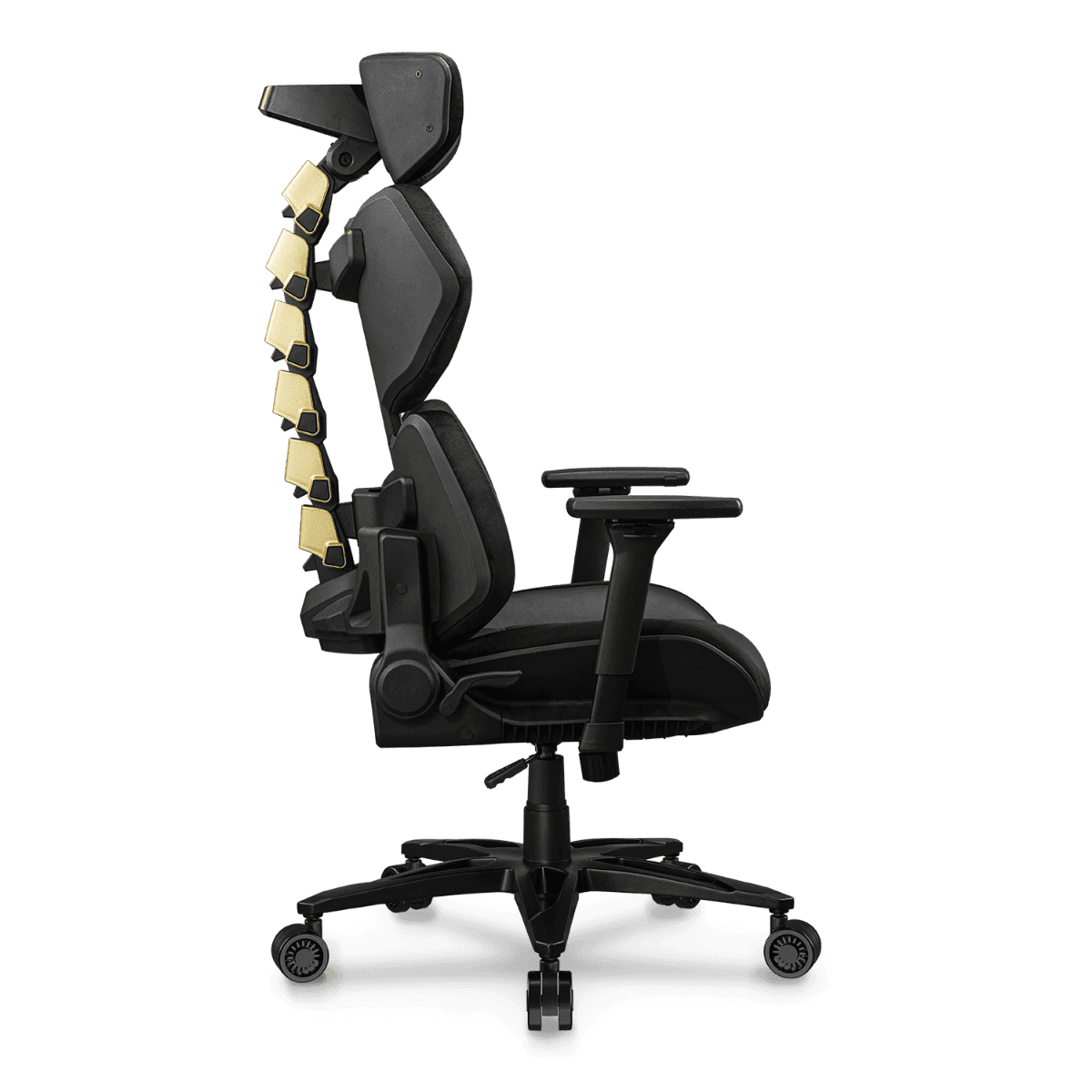 Cougar Terminator Elite Gold Gaming Chair, Butterfly Mechanism, Hyper-Dura Leatherette Upholstery, High Density Mold Shaping Foam, Class 4 Gas Lift, 4D Armrests, Gold & Black | 3MTREGLB.0001 thumbnail 6