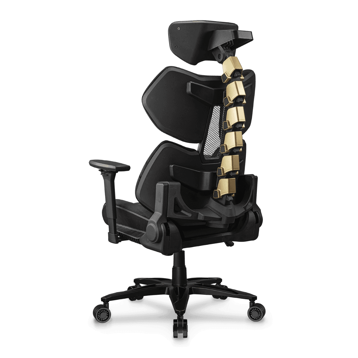 Cougar Terminator Elite Gold Gaming Chair, Butterfly Mechanism, Hyper-Dura Leatherette Upholstery, High Density Mold Shaping Foam, Class 4 Gas Lift, 4D Armrests, Gold & Black | 3MTREGLB.0001 thumbnail 3
