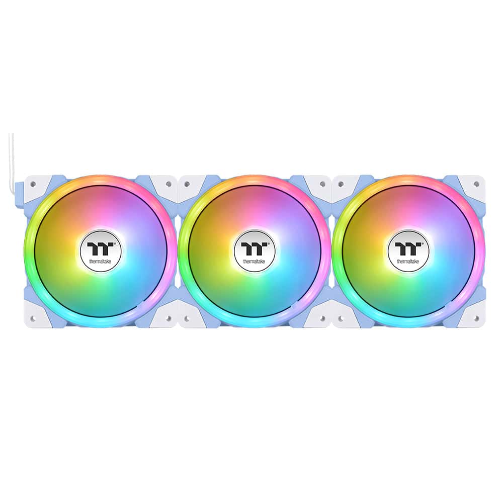 Thermaltake Thermaltake Swafan EX12 aRGB Sync PC Cooling TT Premium Edition Fan, 500 - 2000 RPM, Hydraulic Bearing, 57.11 CFM Standard & 56.26 Reverse Fan Blade, Pack of 3, Hydrangea Blue | CL-F183-PL12BU-A - thumbnail 4