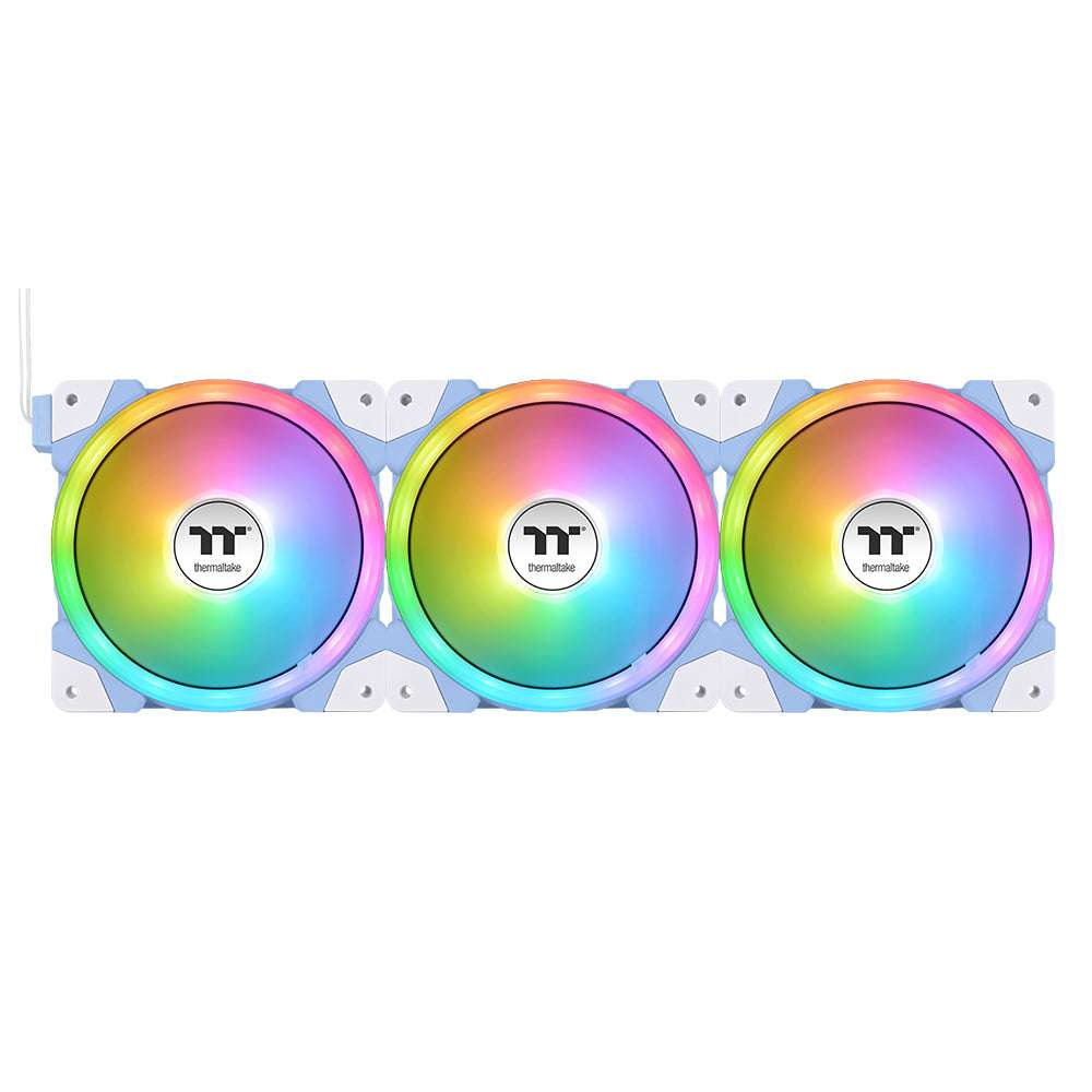 Thermaltake Thermaltake Swafan EX12 aRGB Sync PC Cooling TT Premium Edition Fan, 500 - 2000 RPM, Hydraulic Bearing, 57.11 CFM Standard & 56.26 Reverse Fan Blade, Pack of 3, Hydrangea Blue | CL-F183-PL12BU-A - thumbnail 4