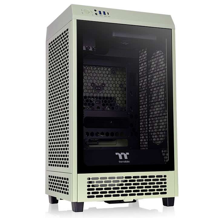 Thermaltake The Tower 200 Mini Computer Case, SPCC+Tempered Glass Material, Supports Up to 280mm Radiator, Up to 4 Fans Support, Removable Dust Filter-Matcha Green - thumbnail 2