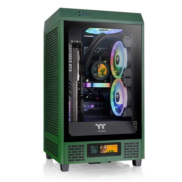 Thermaltake The Tower 200 Mini Computer Case, SPCC+Tempered Glass Material, Supports Up to 280mm Radiator, Up to 4 Fans Support, Removable Dust Filter-Racing Green - thumbnail 1