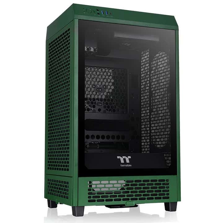 Thermaltake The Tower 200 Mini Computer Case, SPCC+Tempered Glass Material, Supports Up to 280mm Radiator, Up to 4 Fans Support, Removable Dust Filter-Racing Green - thumbnail 3