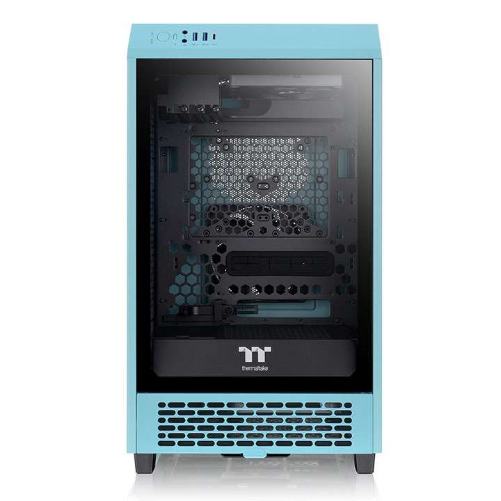 Thermaltake The Tower 200 Mini Computer Case, SPCC+Tempered Glass Material, Supports Up to 280mm Radiator, Up to 4 Fans Support, Removable Dust Filter-Turquoise - thumbnail 3