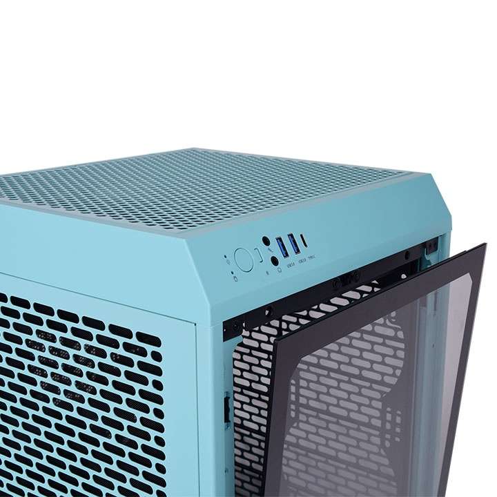 Thermaltake The Tower 200 Mini Computer Case, SPCC+Tempered Glass Material, Supports Up to 280mm Radiator, Up to 4 Fans Support, Removable Dust Filter-Turquoise - thumbnail 4