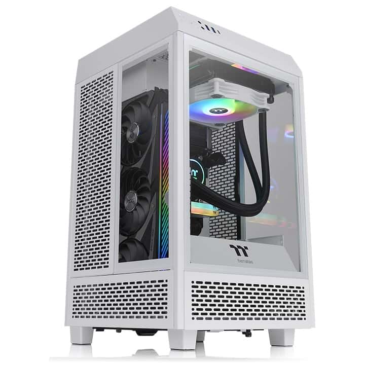Thermaltake Tower 100 Snow WhiteMini Chassis,  2x Preinstalled 120mm Fans, 462.8 x 266 x 266 mm (H X W X D), Tempered Glass x 3 (4mm thickness), 6.7??? x 6.7??? (Mini ITX) Motherboard Support, USB 3.2 (Gen 2) Type-C x 1, USB 3.0 x 2| CA-1R3-00S6WN-00 - thumbnail 4