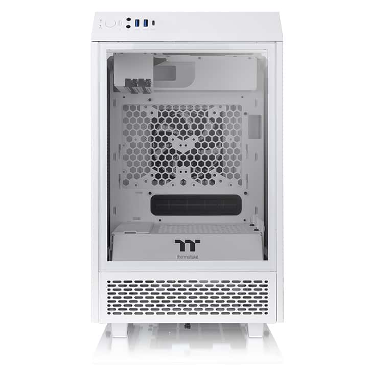 Thermaltake Tower 100 Snow WhiteMini Chassis,  2x Preinstalled 120mm Fans, 462.8 x 266 x 266 mm (H X W X D), Tempered Glass x 3 (4mm thickness), 6.7??? x 6.7??? (Mini ITX) Motherboard Support, USB 3.2 (Gen 2) Type-C x 1, USB 3.0 x 2| CA-1R3-00S6WN-00 - thumbnail 1