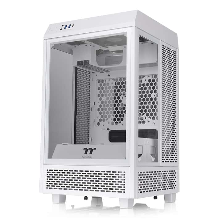 Thermaltake Tower 100 Snow WhiteMini Chassis,  2x Preinstalled 120mm Fans, 462.8 x 266 x 266 mm (H X W X D), Tempered Glass x 3 (4mm thickness), 6.7??? x 6.7??? (Mini ITX) Motherboard Support, USB 3.2 (Gen 2) Type-C x 1, USB 3.0 x 2| CA-1R3-00S6WN-00 - thumbnail 6
