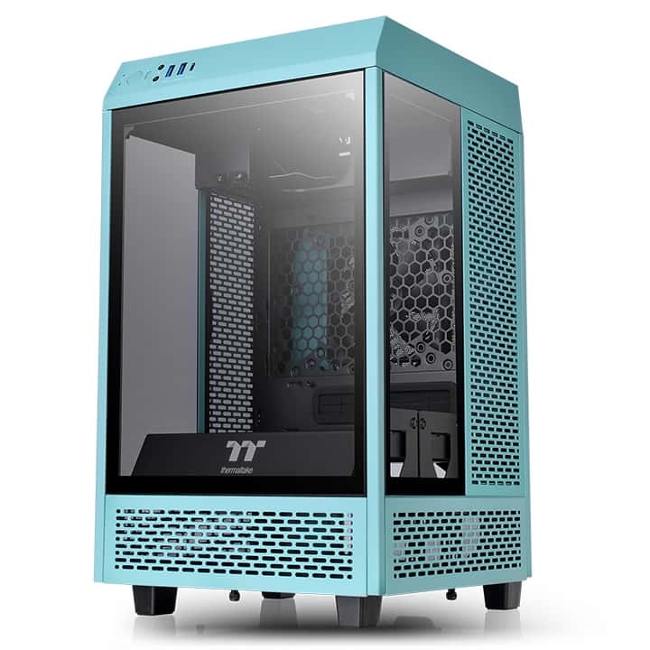 Thermaltake Thermaltake Tower 100 Turquoise Mini Chassis,  2x Preinstalled 120mm Fans, 462.8 x 266 x 266 mm (H X W X D), Tempered Glass x 3 (4mm thickness), 6.7??? x 6.7??? (Mini ITX) Motherboard Support, USB 3.2 (Gen 2) Type-C x 1, USB 3.0 x 2| CA-1R3-00SBWN-00 - thumbnail 5