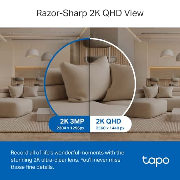 tp-link tp-link Tapo Pan/Tilt AI Home Security Wi-Fi Camera, 2K 4MP QHD, Wide Range of Movement, Enhanced Night Vision, Smart AI Detection and Notifications, Sound and Light Alarm, built-in microphone and speaker, up to 512 GB, Hands-Free Operation | Tapo C220 V1 - thumbnail 6