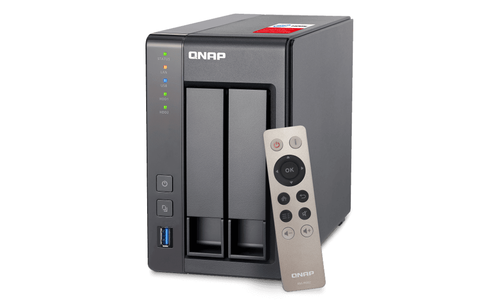 QNAP QNAP 2-Bay NAS, Intel Celeron Quad-Core 2.0GHz (up to 2.42GHz), 2GB DDR3L RAM (Max 8GB), SATA 6Gb/s, 2 x GbE, Hardware Transcoding, HDMI Out With kodi, Remote Control Included UX-800P/500P | TS-251+-2 - thumbnail 2