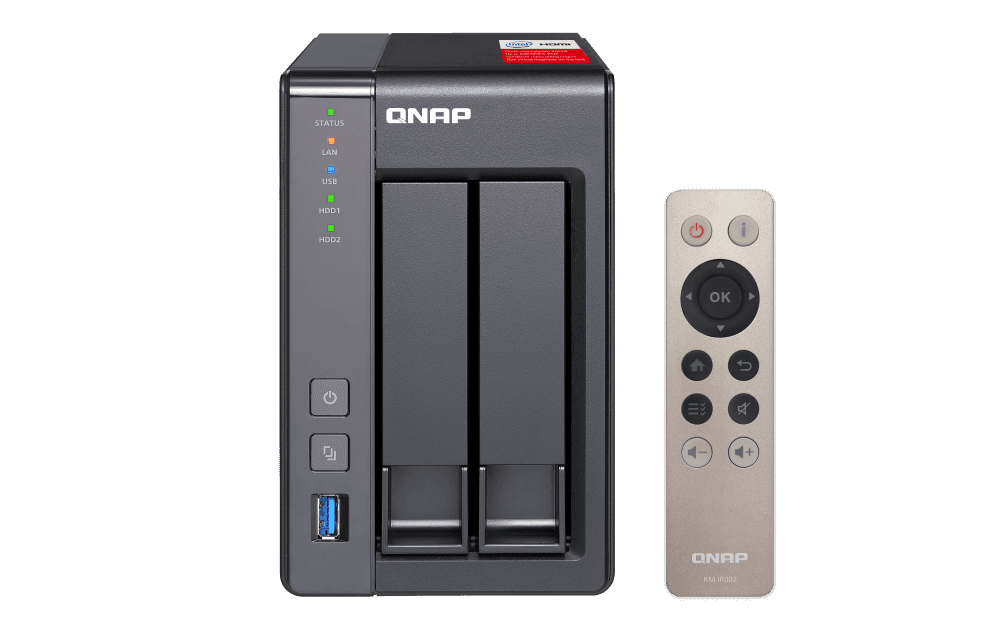 QNAP QNAP 2-Bay NAS, Intel Celeron Quad-Core 2.0GHz (up to 2.42GHz), 2GB DDR3L RAM (Max 8GB), SATA 6Gb/s, 2 x GbE, Hardware Transcoding, HDMI Out With kodi, Remote Control Included UX-800P/500P | TS-251+-2 - thumbnail 3
