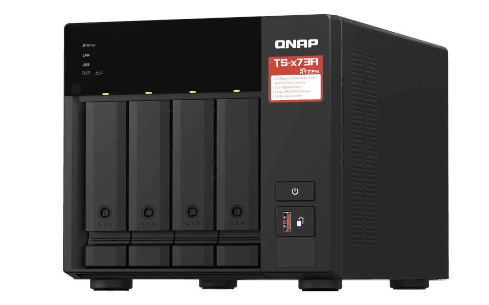 QNAP QNAP TS-473A-8G 4BAY NAS, AMD Ryzen V1500B Processor, 2.2 GHz CPU, 8GB DDR4 RAM, 2.5 GbE LAN | TS-473A-8G - thumbnail 5
