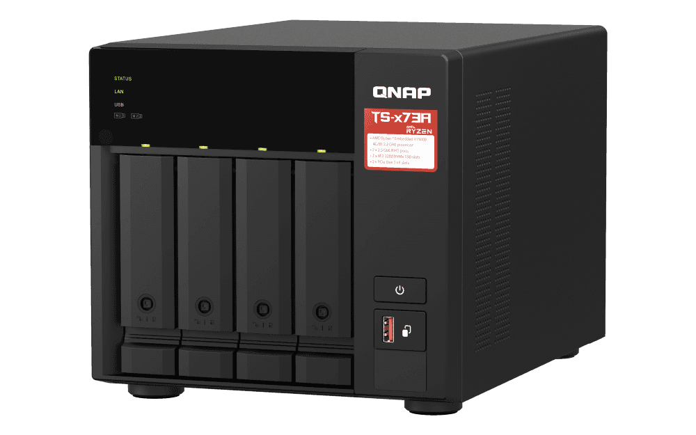 QNAP QNAP TS-473A-8G 4BAY NAS, AMD Ryzen V1500B Processor, 2.2 GHz CPU, 8GB DDR4 RAM, 2.5 GbE LAN | TS-473A-8G - thumbnail 1