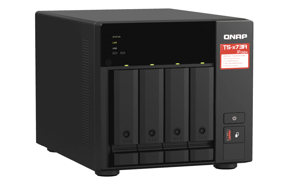 QNAP QNAP TS-473A-8G 4BAY NAS, AMD Ryzen V1500B Processor, 2.2 GHz CPU, 8GB DDR4 RAM, 2.5 GbE LAN | TS-473A-8G - thumbnail 4