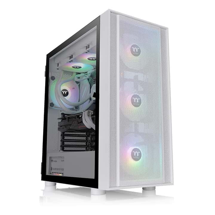 Thermaltake Thermaltake H570 TG ARGB Snow Mid Tower PC Chassis, 4mm Tempered Glass x 1, 120 x 120 x 25 mm ARGB Lite fan (1000rpm, 22.3 dBA) x 3,  Motherboard Supports Up to E-ATX,  White | CA-1T9-00M6WN-01 - thumbnail 1