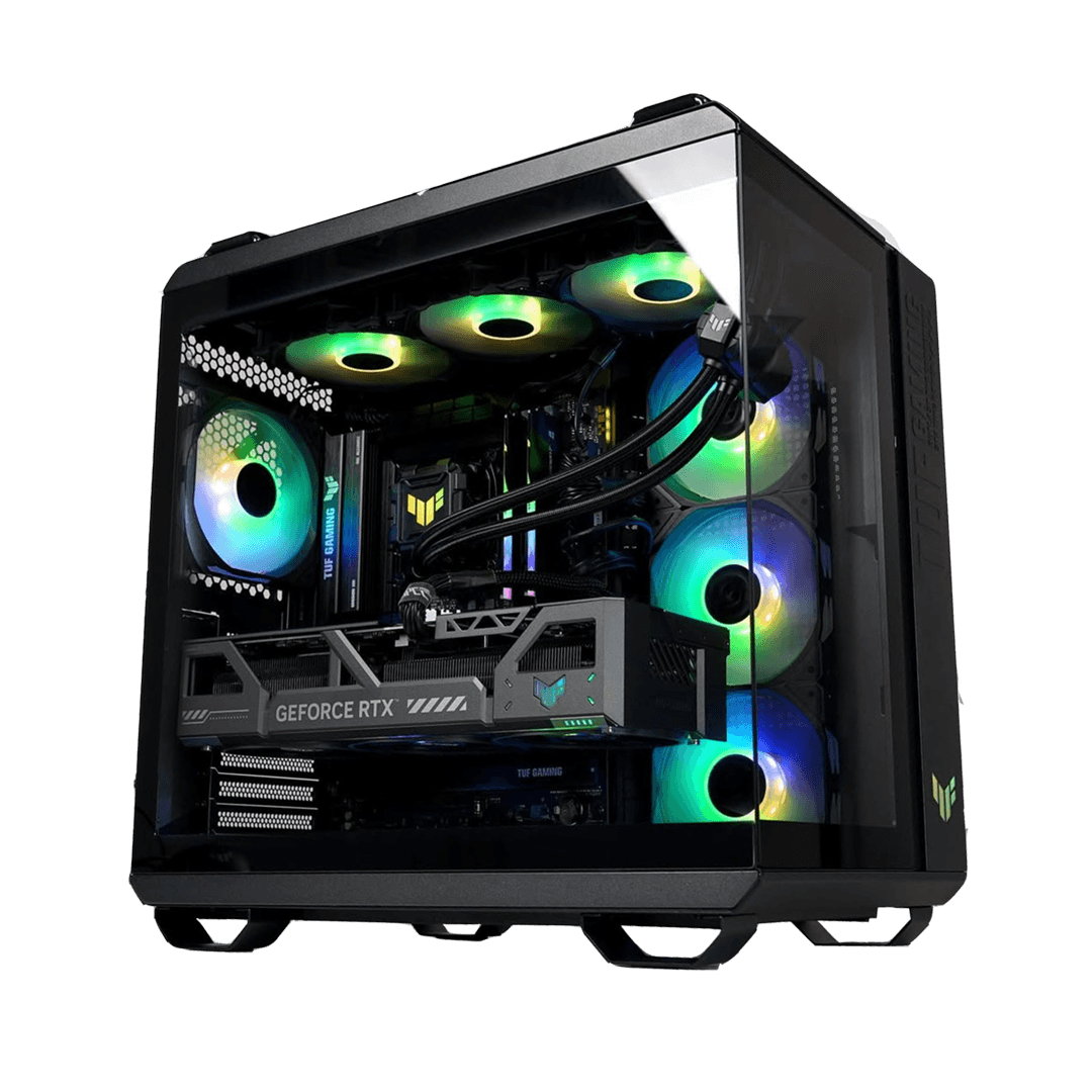 Asus AMD Ryzen 9 9950X3D Gaming & Content Creation PC, AMD Ryzen 9 9950X3D 16 Cores / 32 Threads, GAMING RTX 5080 OC Edition 16GB GDDR7, 64GB (2x32GB) DDR5 6000MHz, T705 Pro 2TB ssd Up to 14500MB/s, LCD Liquid Cooler, WiFi 7 - thumbnail 1