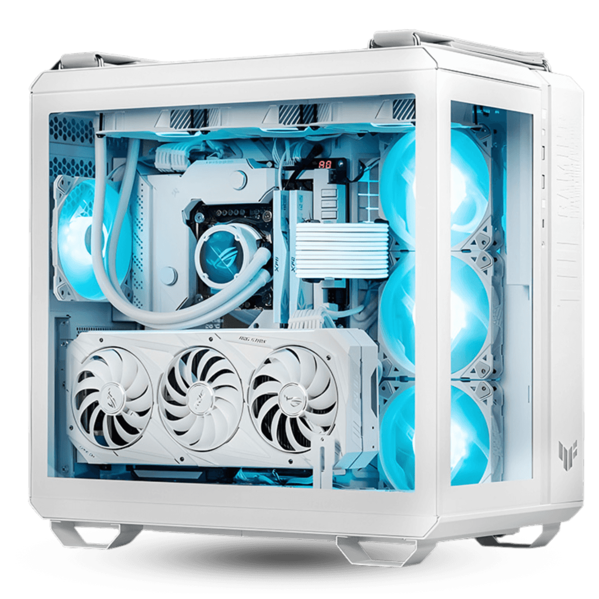 Asus TUF 502 Plus White Gaming PC Powered By ASUS, Core i7-14700K, RTX 4080 SUPER 16GB, 64GB (2x32GB), 2TB NVMe, 1000W - thumbnail 1