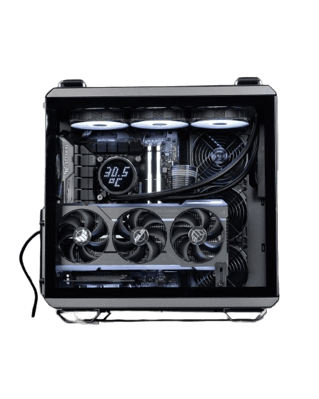 Nanotech NANOTECH ASUS PWD. TUF Ultimate Workstation Powered by 4090: AMD Threadripper 3955WX 16 Cores 32 Threads, Nvidia RTX 4090 OC (24GB GDDR6X), 128GB RAM 3200Mhz, 4TB SSD Gen4, 1200W PSU Gold Rated, 360 Liquid Cooling, WiFi+BT,  Win11 Pro, 1 Year Warranty - thumbnail 1