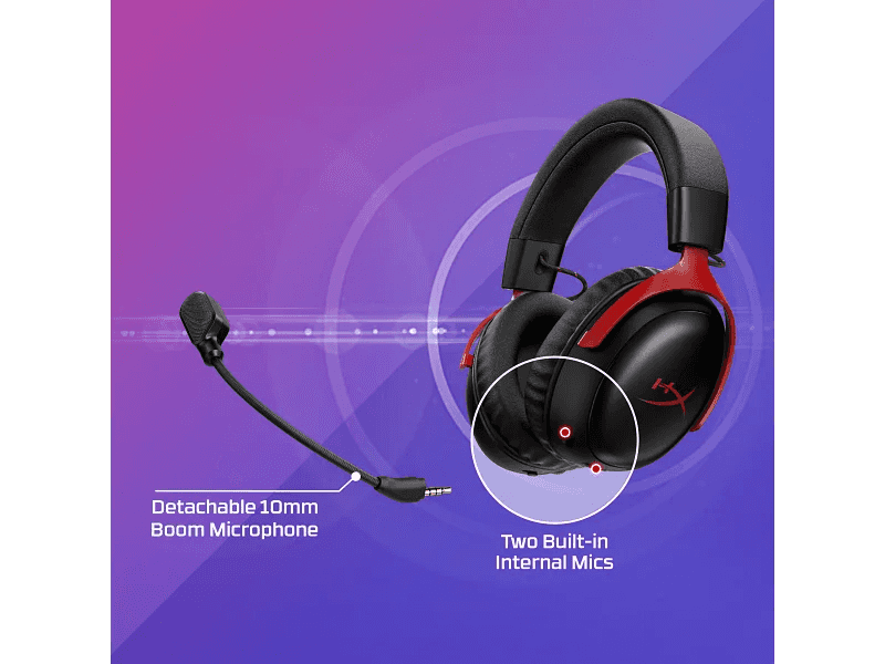 HyperX HyperX Cloud III S Wireless Black-Red Gaming Headset, 2.4GHz Wireless, Bluetooth, or Instant Pair, Up to 120 Hours Battery Life, PC, Mac, PS5, and Mobile | A59Z0AA - thumbnail 2