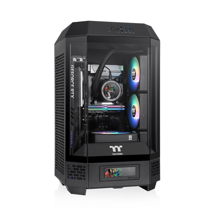 Nanotech Mini Core Ultra 7 Gaming  & Content Creation PC, Intel Core Ultra 7 265F, RTX 5070 Ti OC 16GB GDDR7,  32GB (2x16GB) 6800MHz, 1TB NVMe SSD, LCD AIO Liquid Cooler, 850W - thumbnail 1