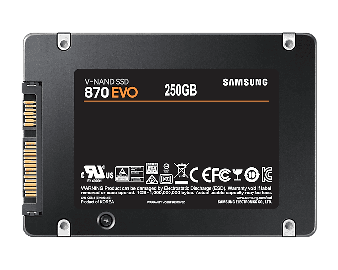 SAMSUNG Samsung 870 EVO 250GB SATA 2.5" SATA III Internal SSD, Up to 560 MB/s Seq Read & 530 MB/s Seq Write Speed, V-NAND Technology, 512MB LPDDR4 Cache, MKX Controller, 1.5M Hrs. MTBF, Black | MZ-77E250BW - thumbnail 6
