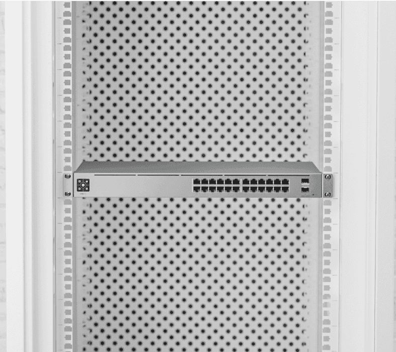 Unifi  USW-Pro-24-PoE  A 24-port, Layer 3 switch capable of high-power PoE++ output, (16) GbE PoE+, (8) GbE PoE++ ports, (2) 10G SFP+ ports, 400W total PoE availability, DC power backup-ready, Layer 3 switching, Near-silent cooling thumbnail 3
