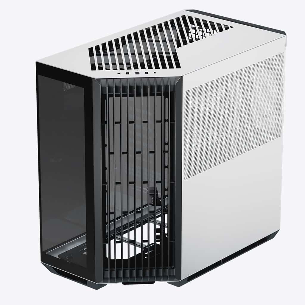 APNX APNX V1-W-WT-V1 ATX Mid Tower Black-and-White/Wood Computer Case, Upto ATX Motherboards, Upto 360mm Radiators, Vertical GPU Holder Kit, Adjustable Motherboard Displacement | APCM-VI01103.M1 - Color: BLACK & WHITE