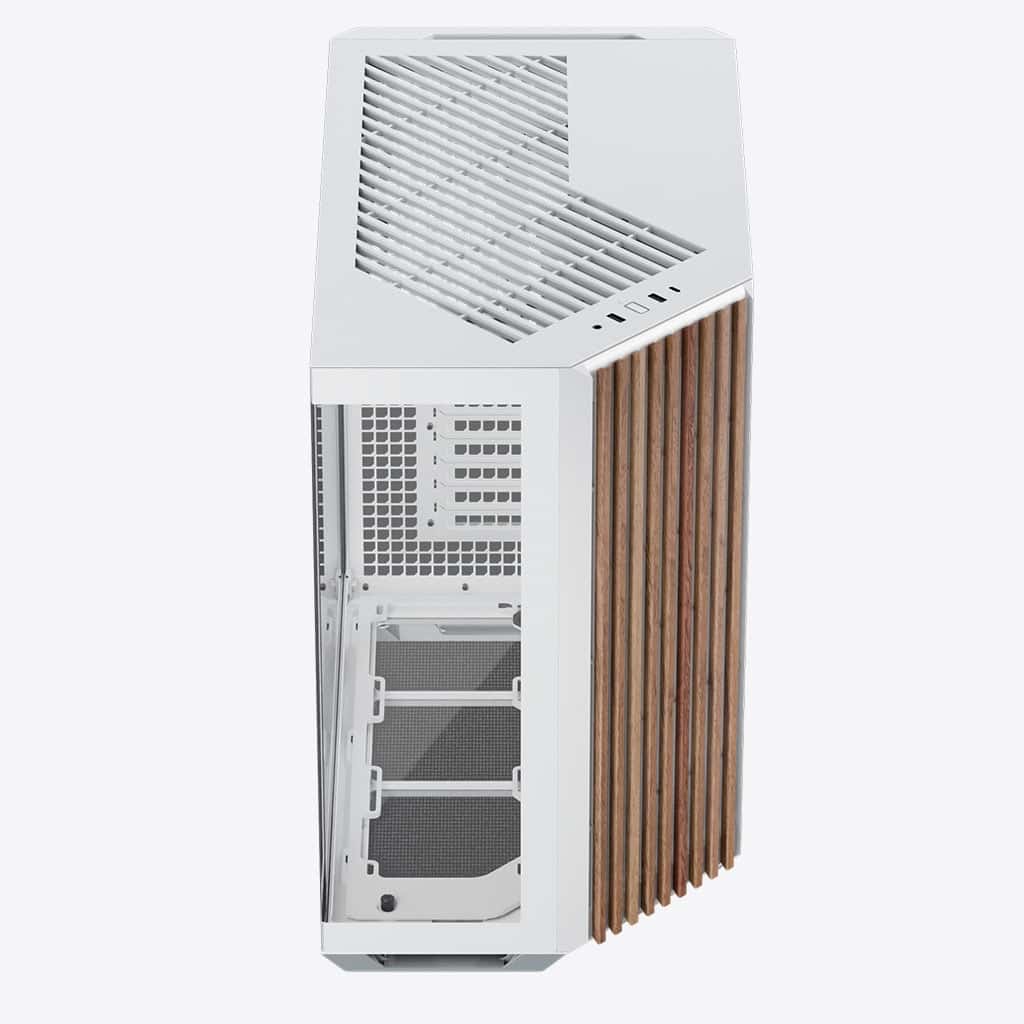 APNX APNX V1-W-WT-V1 ATX Mid Tower White/Wood Computer Case, Upto ATX Motherboards, Upto 360mm Radiators, Vertical GPU Holder Kit, Adjustable Motherboard Displacement, White | APCM-VI01103.21 - thumbnail 1
