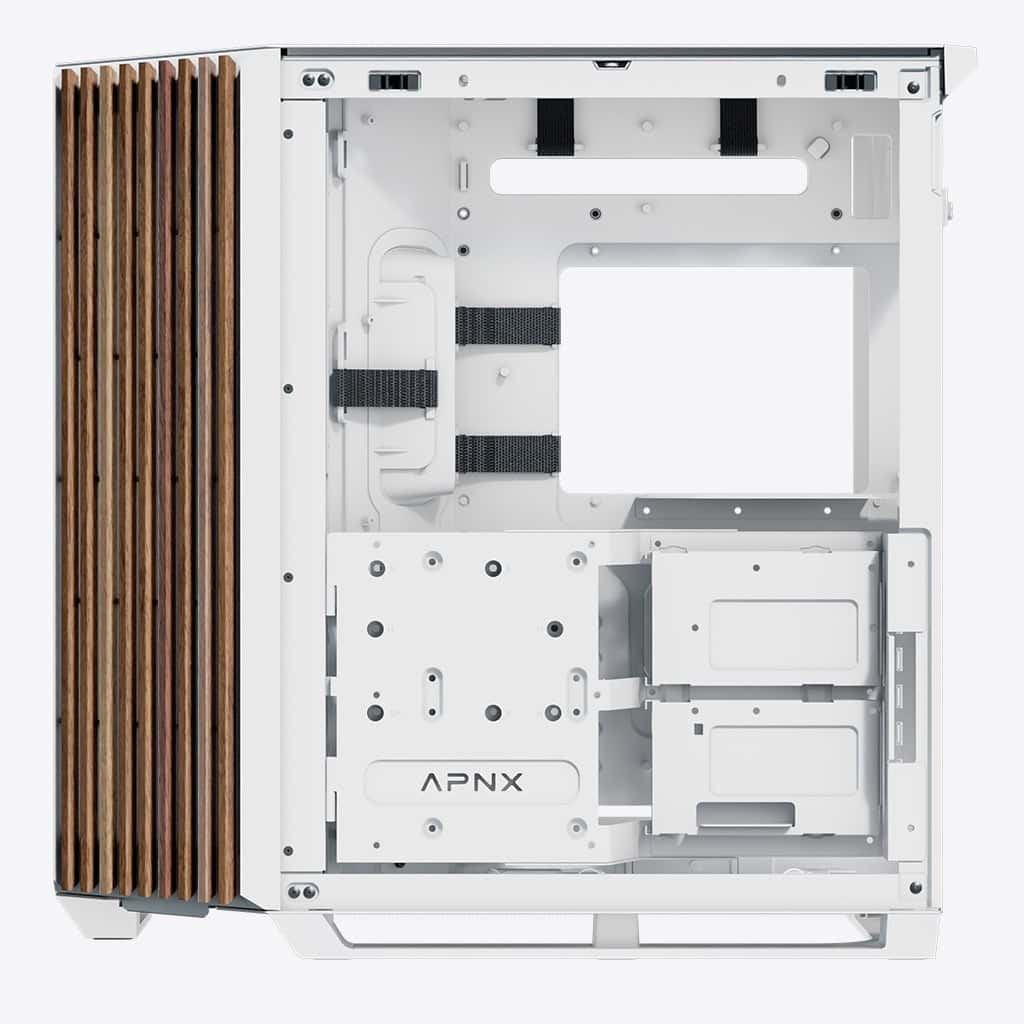 APNX APNX V1-W-WT-V1 ATX Mid Tower White/Wood Computer Case, Upto ATX Motherboards, Upto 360mm Radiators, Vertical GPU Holder Kit, Adjustable Motherboard Displacement, White | APCM-VI01103.21 - thumbnail 6