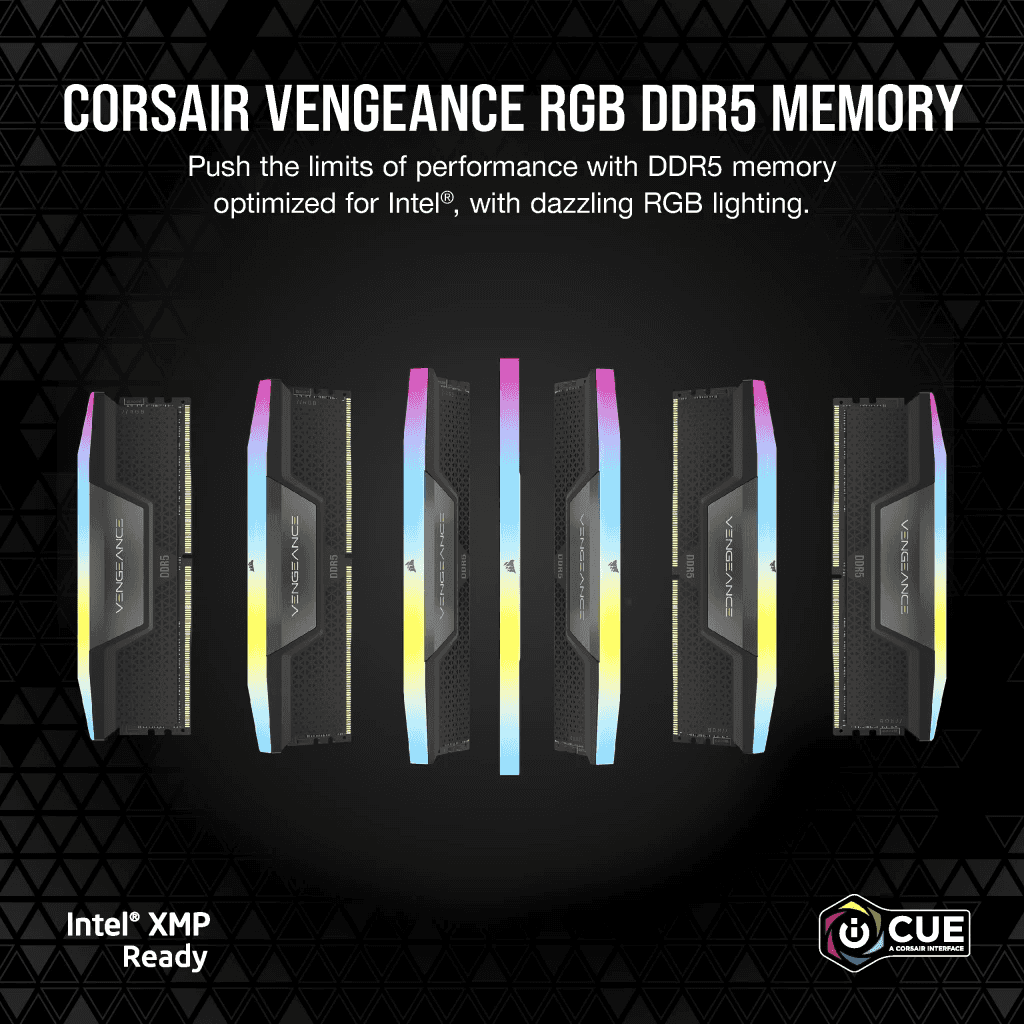 Corsair VENGEANCE RGB 32GB (2x16GB) DDR5 DRAM 6200MT/s CL36 Memory Kit, Intel XMP, Black | CMH32GX5M2E6200C36 thumbnail 5