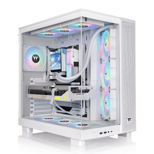 Nanotech Premium White Gaming PC: Intel Core Ultra 7 265KF + ZOTAC GAMING RTX 5080 SOLID OC White 16GB GDDR7, 32GB DDR5 6000MHz RGB, 1TB NVMe SSD, 360mm 3.95" LCD AIO, 1000W Gold ATX 3.1 PSU, WiFi 7, Thermaltake View 380 XL White - thumbnail 1