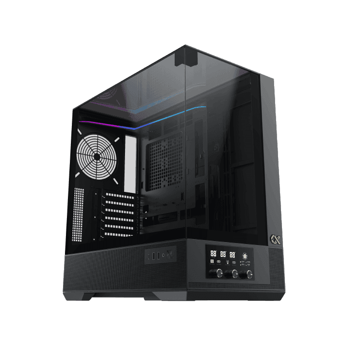 XIGMATEK Xigmatek Vision E-ATX ARGB Case, 3x Tempered Glass, Smart Fan Control LCD Display Panel, 9x Fans Supports, MoBo Upto E-ATX, GPU Upto 410mm, Cooler Upto 360mm, Black | EN45196 - thumbnail 2