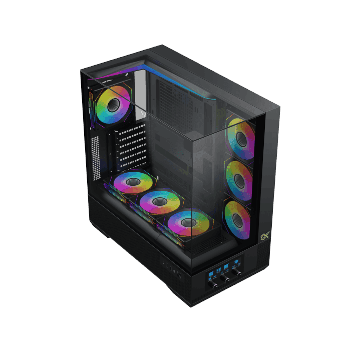 XIGMATEK Xigmatek Vision E-ATX ARGB Case, 3x Tempered Glass, Smart Fan Control LCD Display Panel, 9x Fans Supports, MoBo Upto E-ATX, GPU Upto 410mm, Cooler Upto 360mm, Black | EN45196 - thumbnail 5